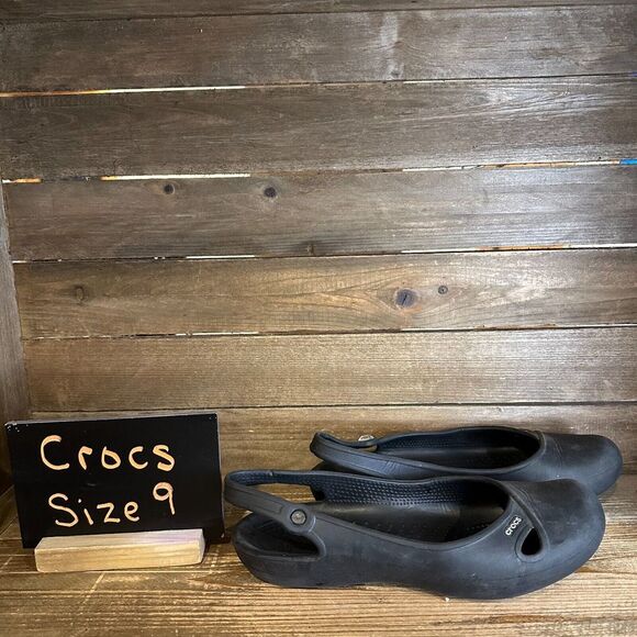 Womens Crocs Jayna Slingback Black‎ Casual Comfort Slip On Ballet Flats Size 9 M - Picture 1 of 7